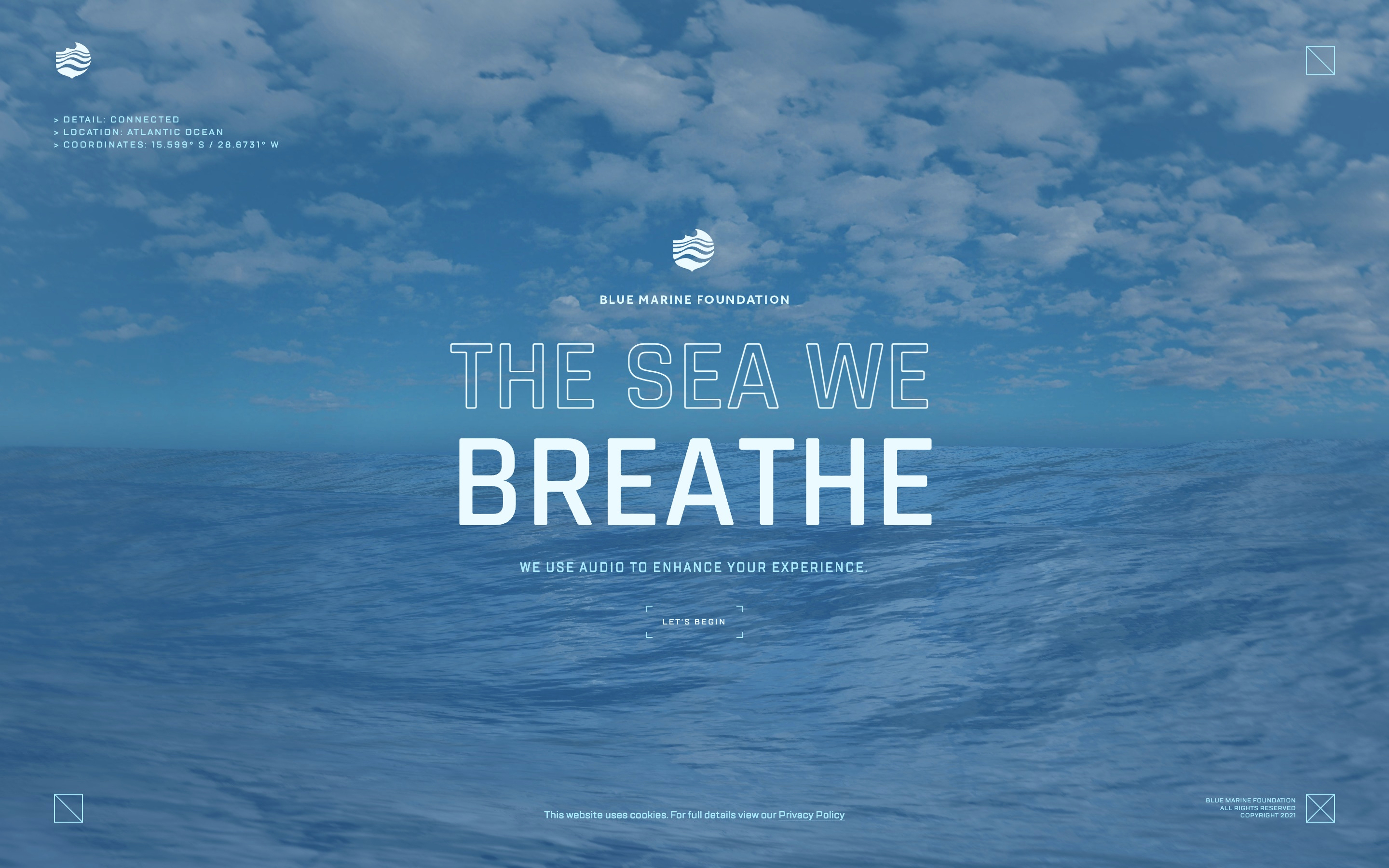 A screenshot showing the top banner of the 'The Sea We Breathe' website.